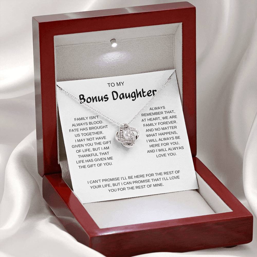 To My Bonus Daughter | I Will Always Love You | Love Knot Necklace