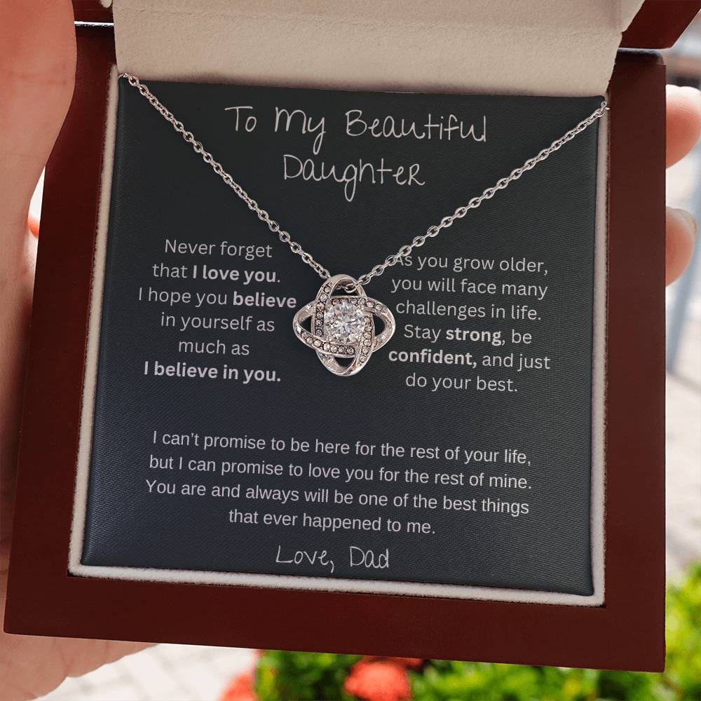 To My Beautiful Daughter | I Believe In You | Love Knot Necklace