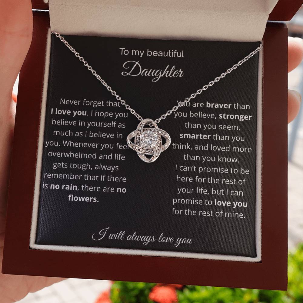 To My Beautiful Daughter | I Will Always Love You | Love Knot Necklace