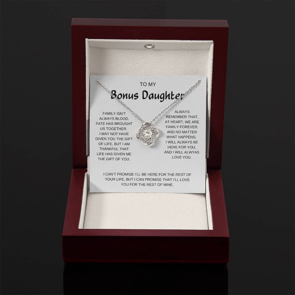 To My Bonus Daughter | I Will Always Love You | Love Knot Necklace