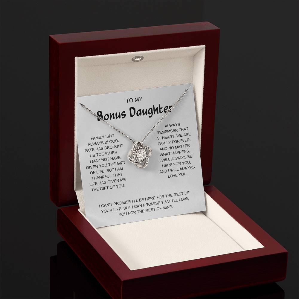 To My Bonus Daughter | I Will Always Love You | Love Knot Necklace