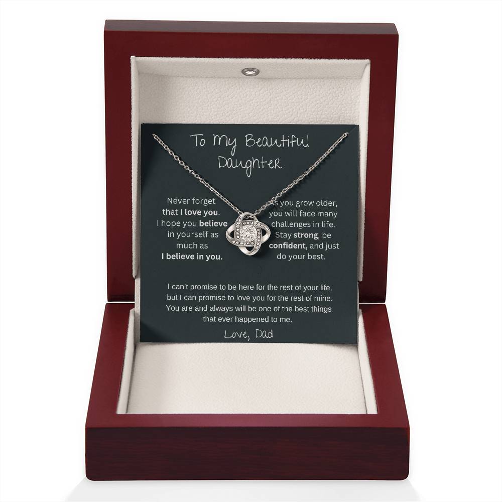 To My Beautiful Daughter | I Believe In You | Love Knot Necklace