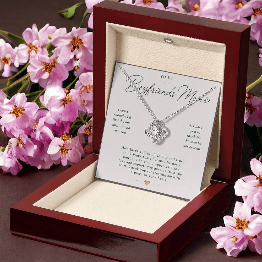To My Boyfriends Mom - Thank You - Love Knot Necklace