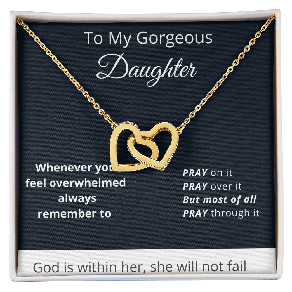 To My Gorgeous Daughter - God Is Within Her - Interlocking Hearts Necklace