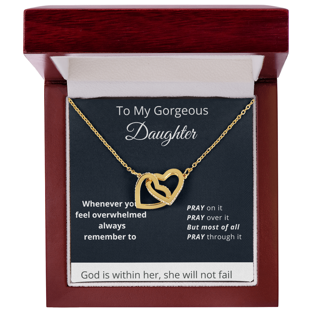 To My Gorgeous Daughter - God Is Within Her - Interlocking Hearts Necklace