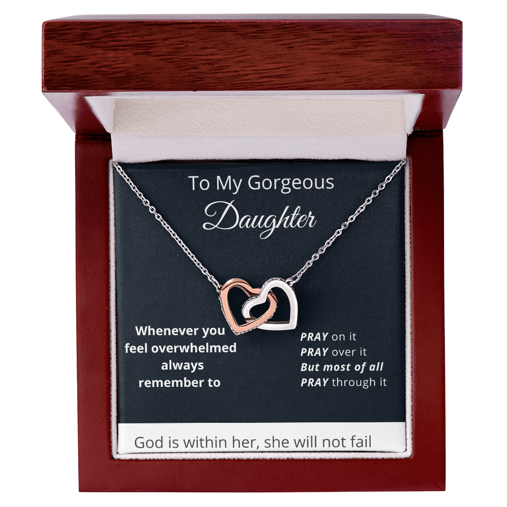 To My Gorgeous Daughter - God Is Within Her - Interlocking Hearts Necklace