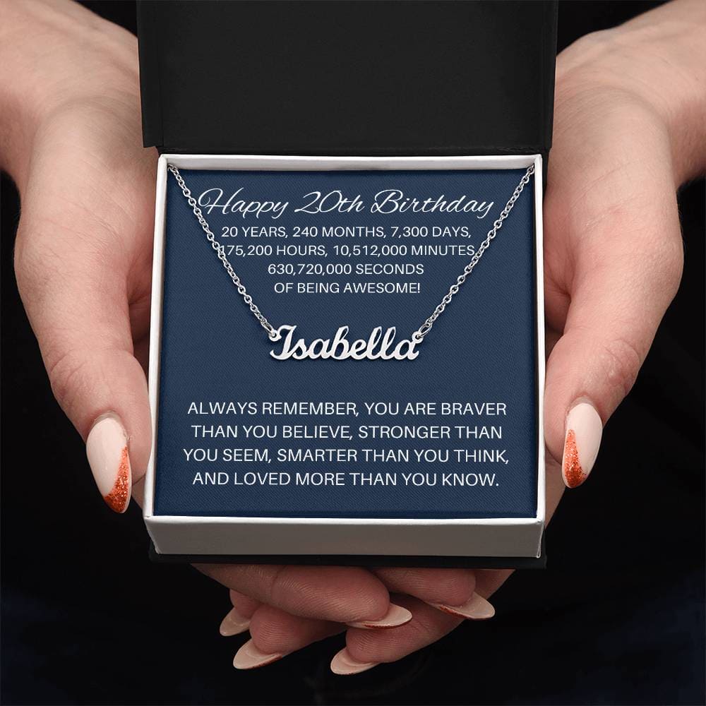 Personalized 20th Birthday Gift - Custom Name Necklace