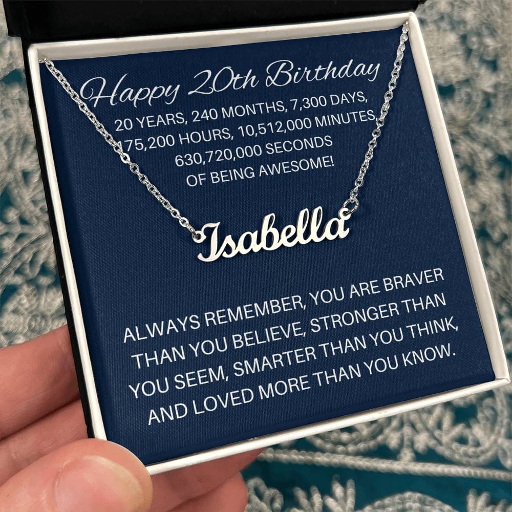Personalized 20th Birthday Gift - Custom Name Necklace