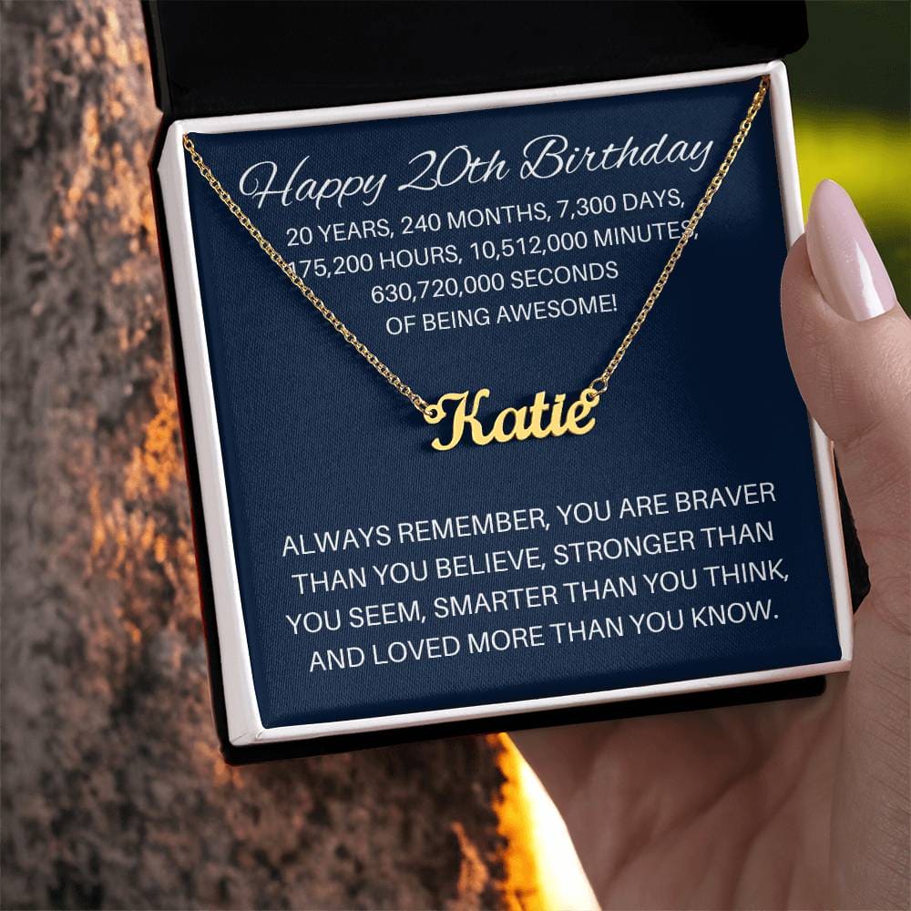 Personalized 20th Birthday Gift - Custom Name Necklace