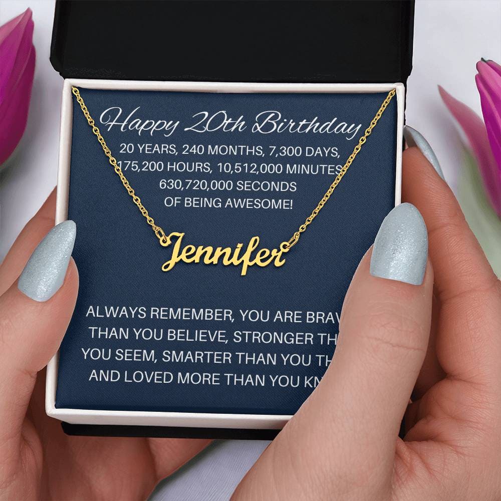 Personalized 20th Birthday Gift - Custom Name Necklace