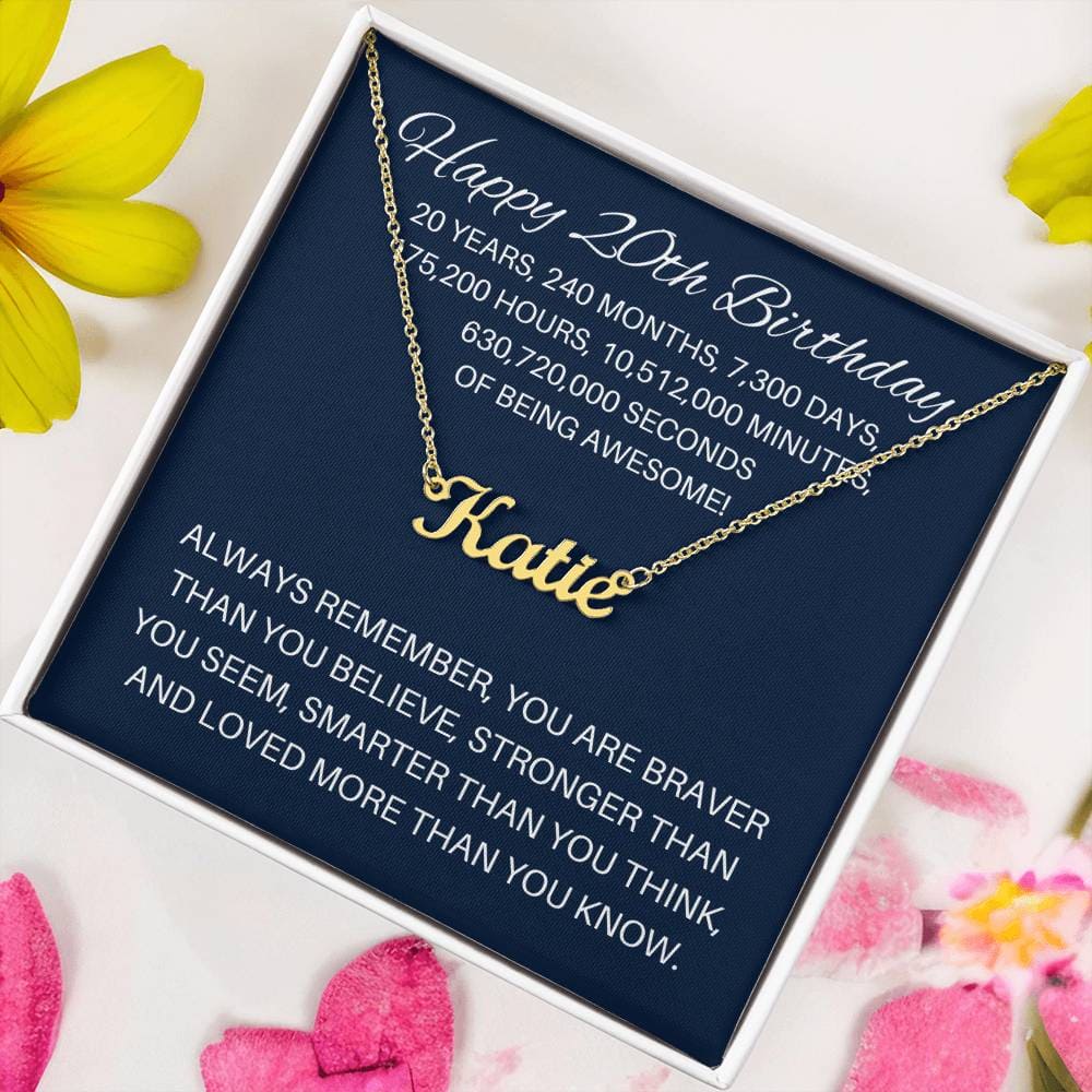 Personalized 20th Birthday Gift - Custom Name Necklace