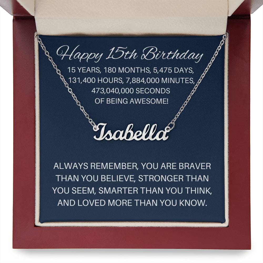 Personalized 15th Birthday Gift - Custom Name Necklace