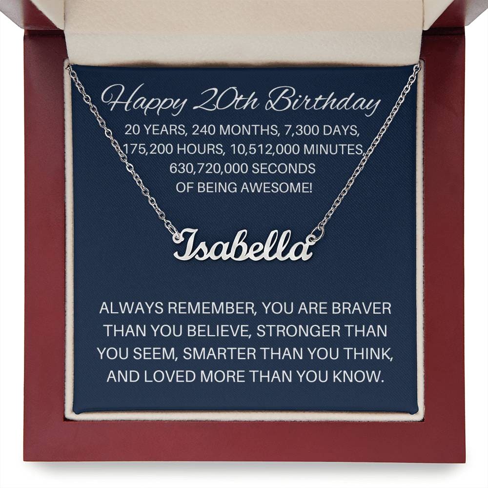 Personalized 20th Birthday Gift - Custom Name Necklace