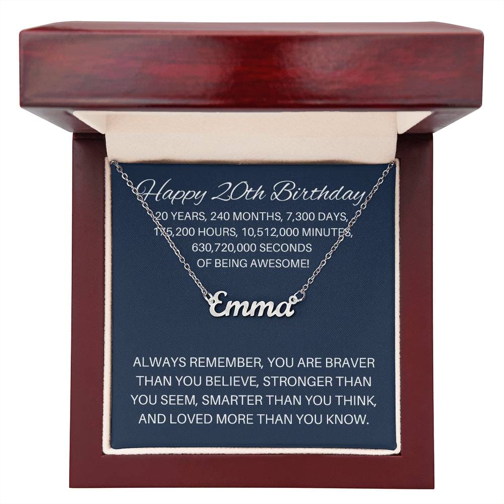 Personalized 20th Birthday Gift - Custom Name Necklace