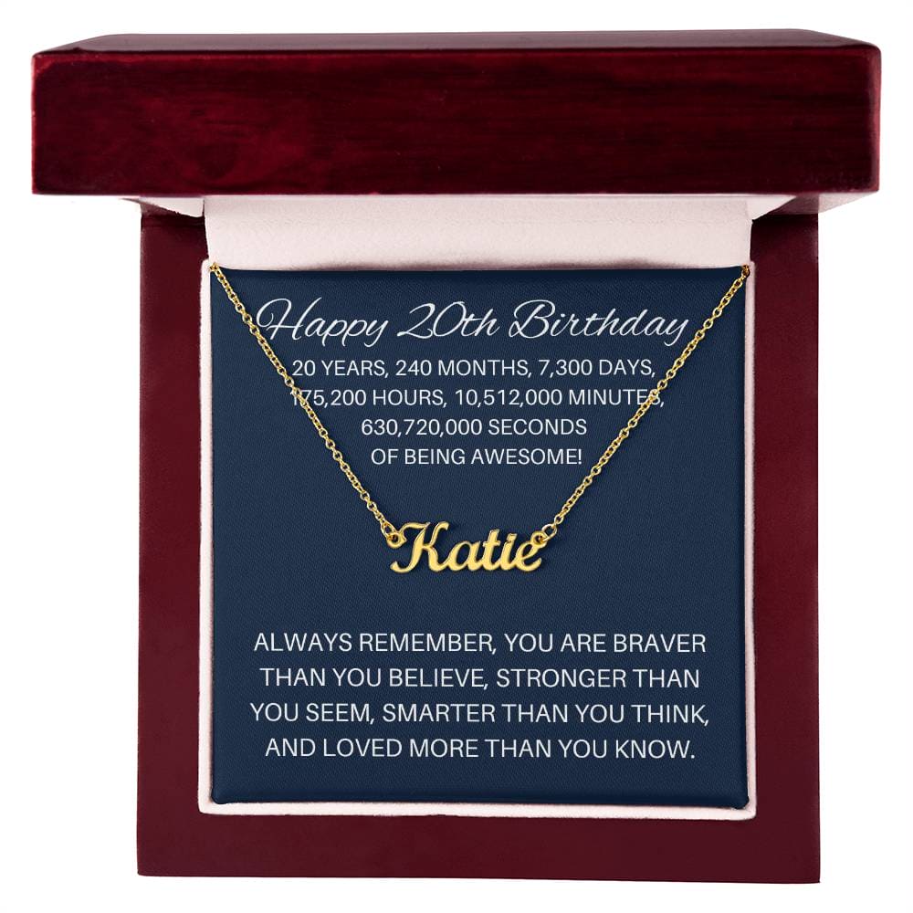 Personalized 20th Birthday Gift - Custom Name Necklace
