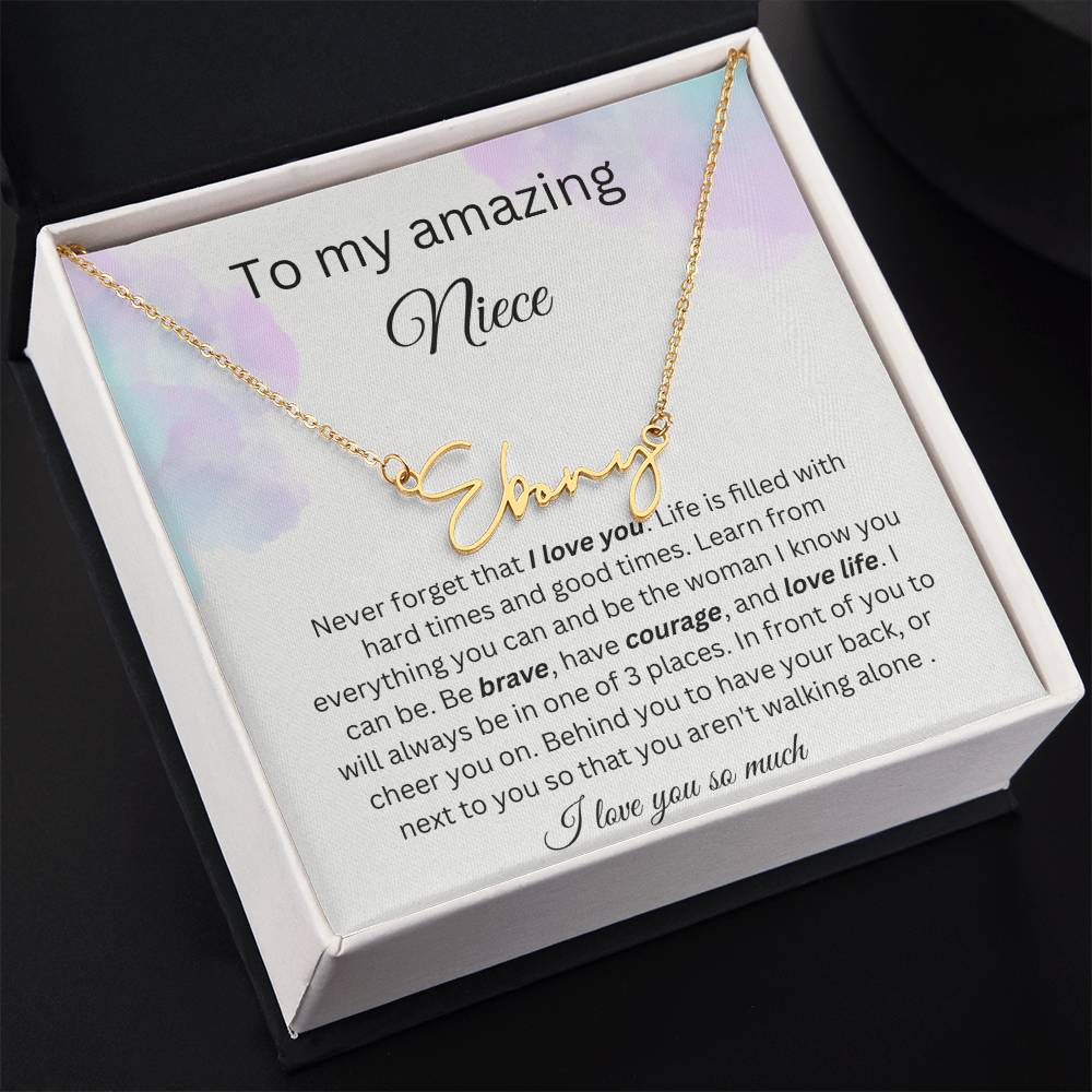 To My Amazing Niece - I Love You So Much - Signature Style Name Necklace