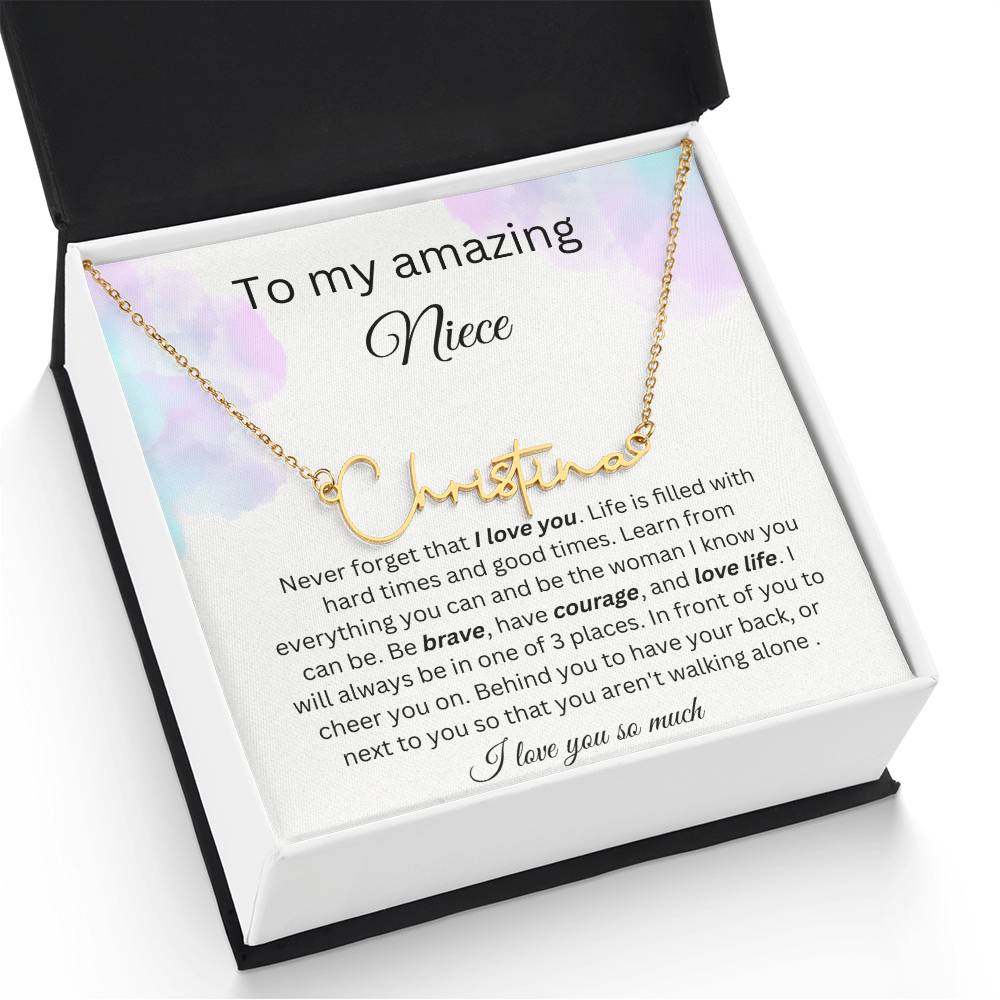 To My Amazing Niece - I Love You So Much - Signature Style Name Necklace