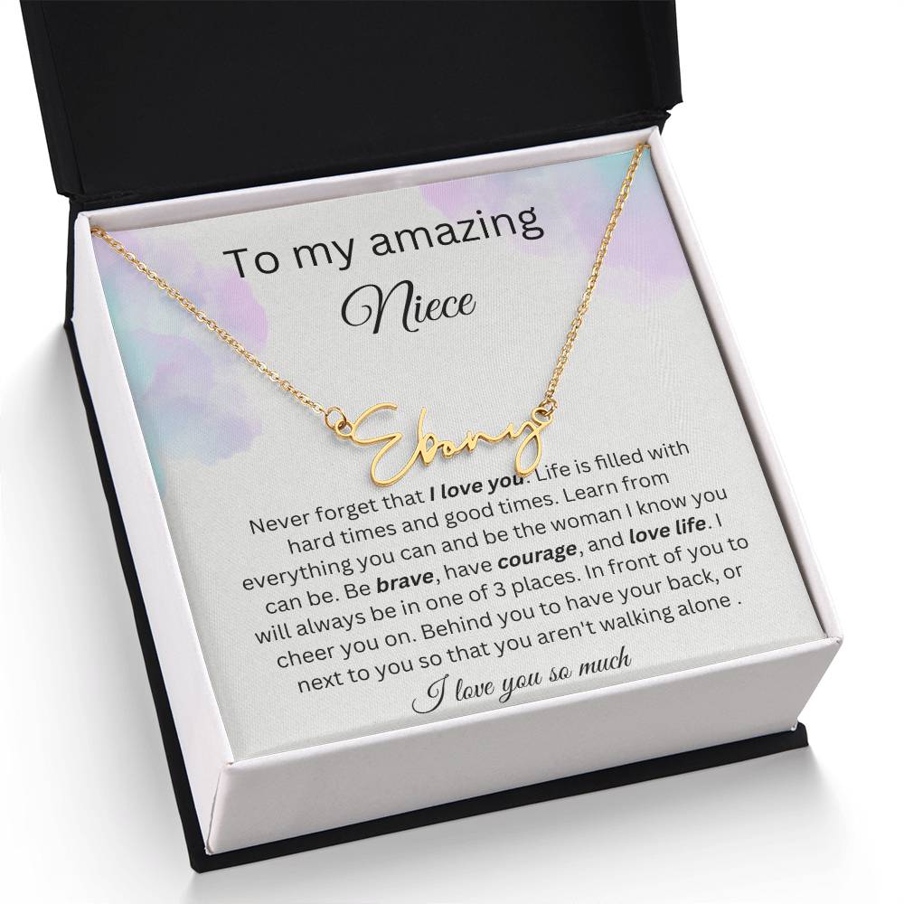 To My Amazing Niece - I Love You So Much - Signature Style Name Necklace
