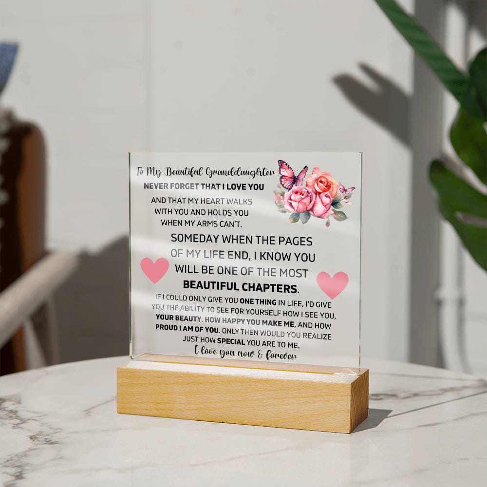 To My Granddaughter - My Heart Walks With You - Square Acrylic Plaque