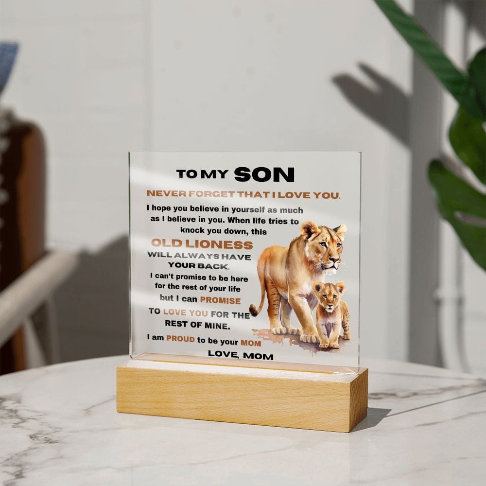 To My Son - Never Forget that I Love You - From Mom - Square Acrylic Plaque