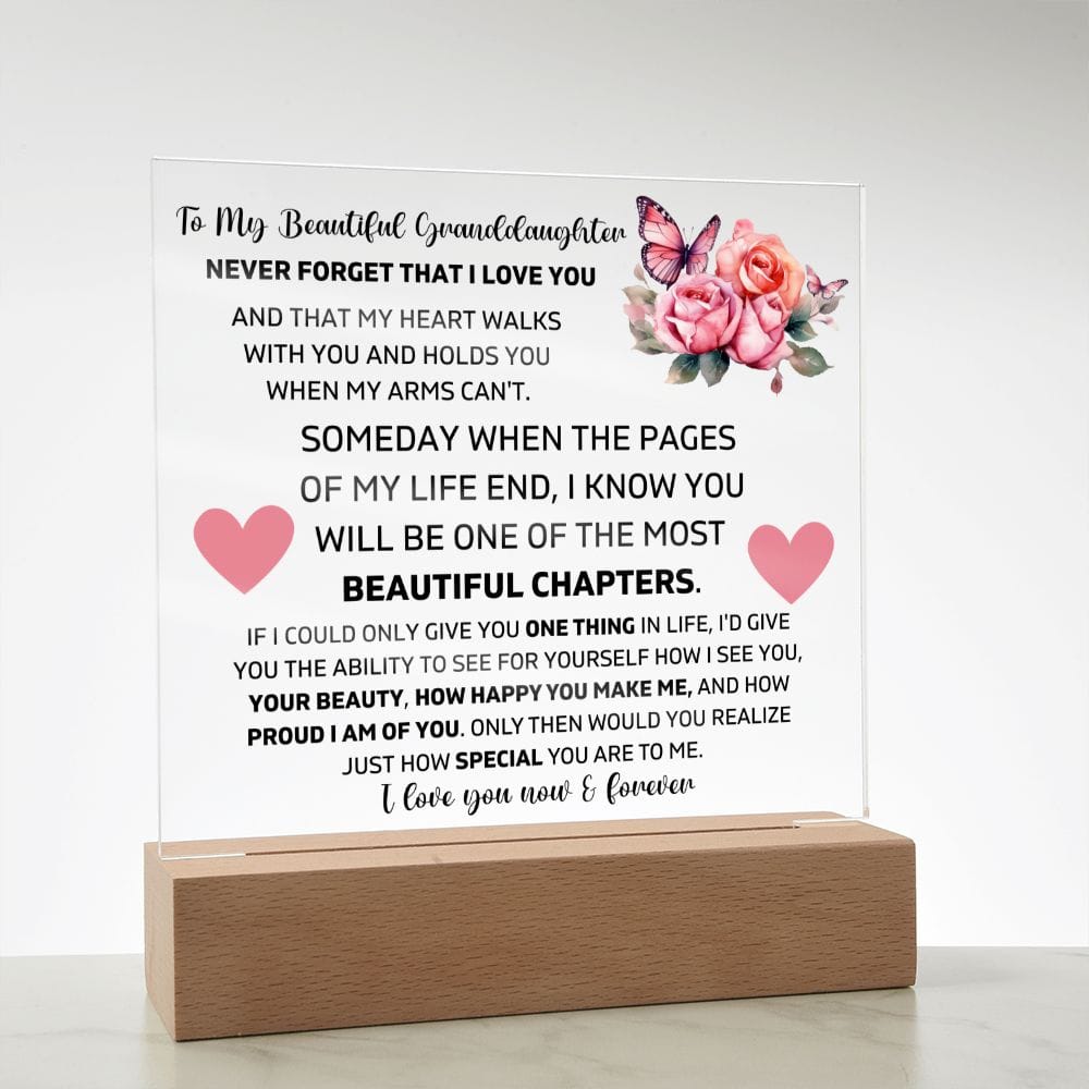 To My Granddaughter - My Heart Walks With You - Square Acrylic Plaque