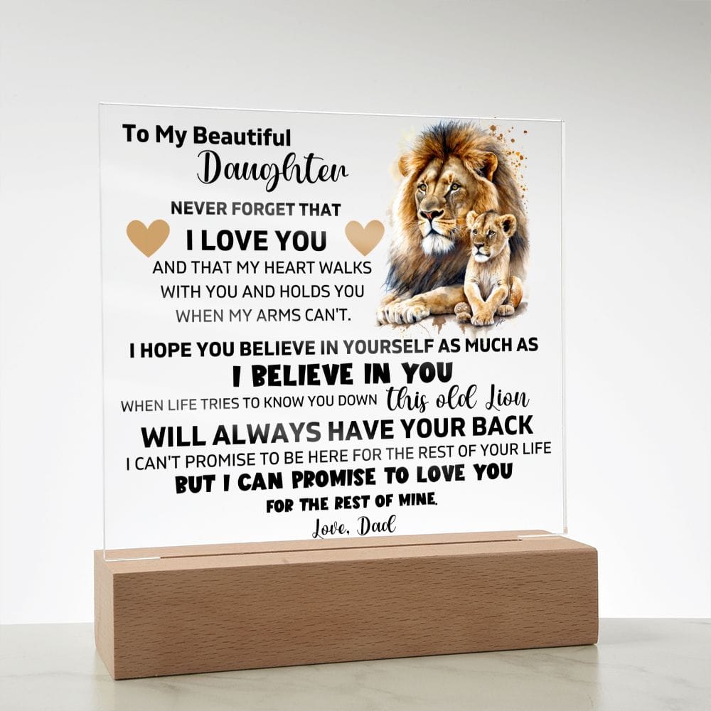 To My Daughter - I Promise To Love You For The Rest Of My Life - Square Acrylic Plaque