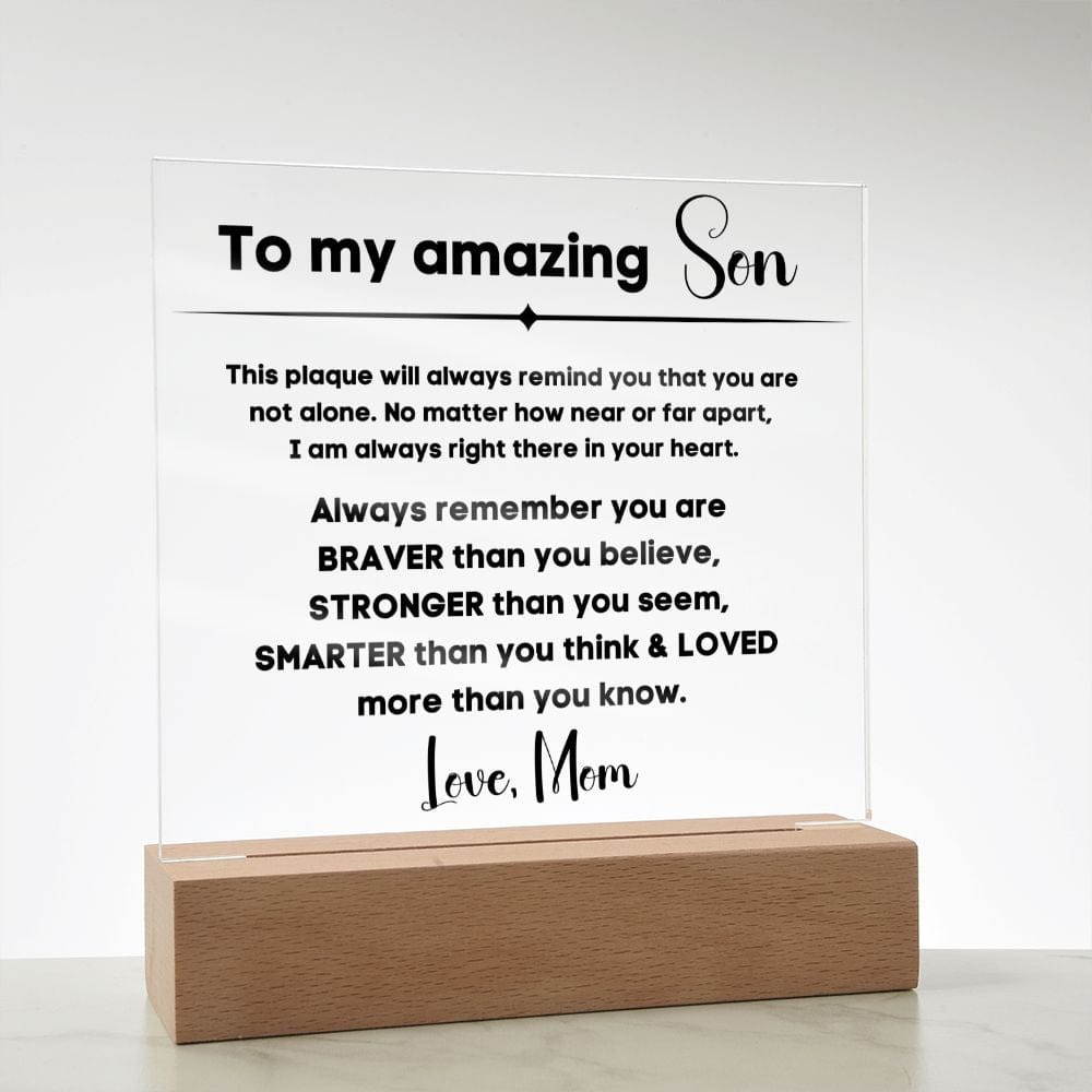 To My Amazing Son - You Are Not Alone - Square Acrylic Plaque