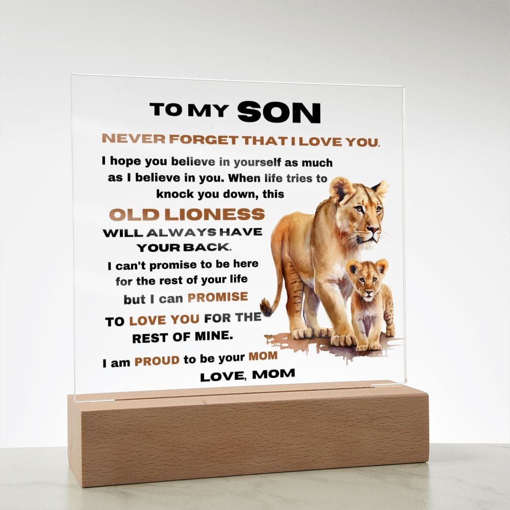 To My Son - Never Forget that I Love You - From Mom - Square Acrylic Plaque