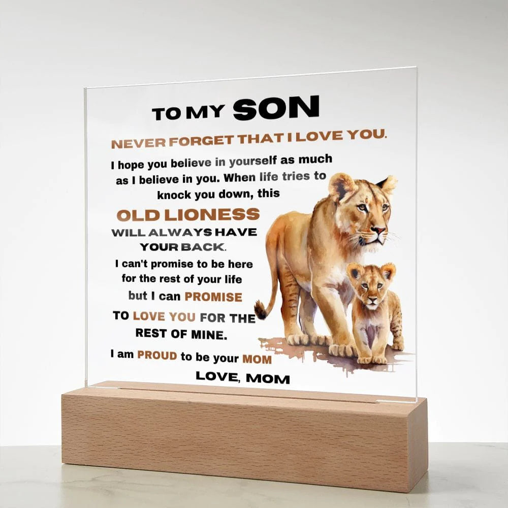 To My Son - Never Forget that I Love You - From Mom - Square Acrylic Plaque