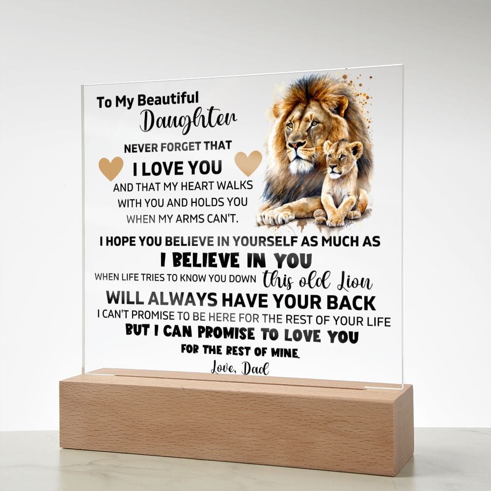 To My Daughter - I Promise To Love You For The Rest Of My Life - Square Acrylic Plaque