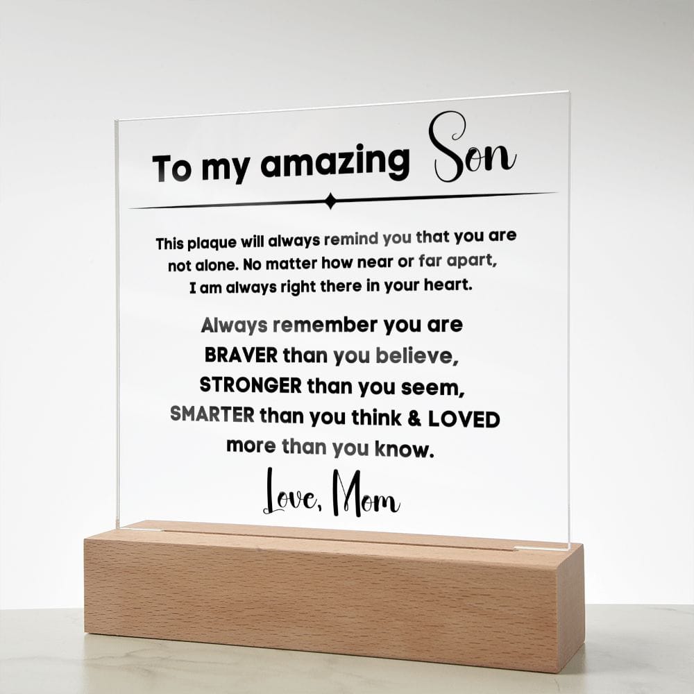 To My Amazing Son - You Are Not Alone - Square Acrylic Plaque