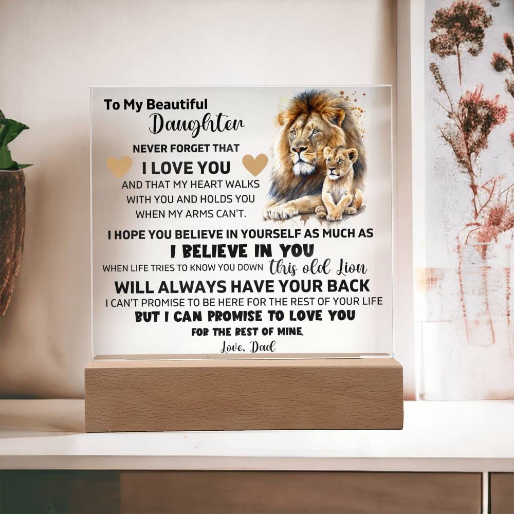 To My Daughter - I Promise To Love You For The Rest Of My Life - Square Acrylic Plaque
