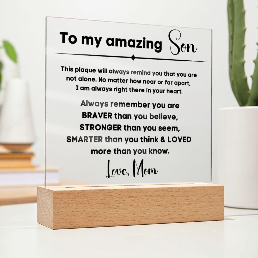 To My Amazing Son - You Are Not Alone - Square Acrylic Plaque