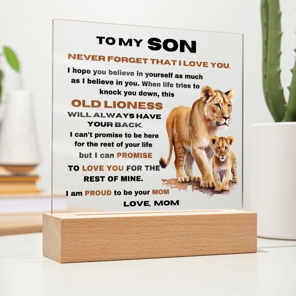 To My Son - Never Forget that I Love You - From Mom - Square Acrylic Plaque
