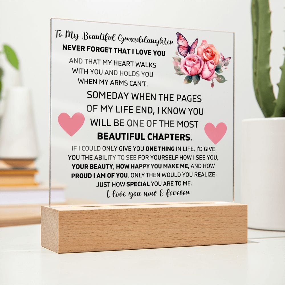 To My Granddaughter - My Heart Walks With You - Square Acrylic Plaque