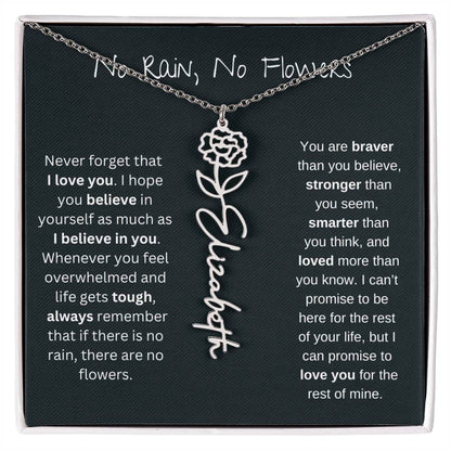 Never Forget That I Love You - Flower Name Necklace