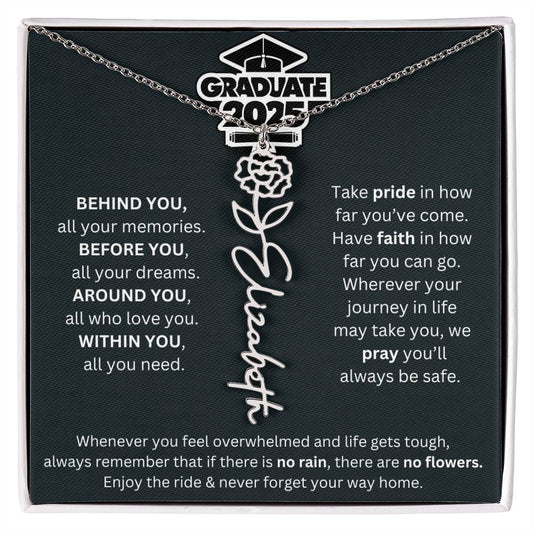 Graduation Gift - Personalized Flower Name Necklace