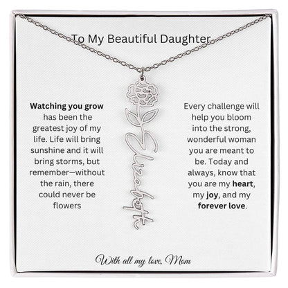 To My Beautiful Daughter | With All My Love | Flower Name Necklace