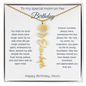 Happy Birthday Mom | My Rock, My World, My Inspiration | Birth Flower Name Necklace