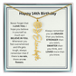 Personalized 14th Birthday Flower Name Necklace Gift