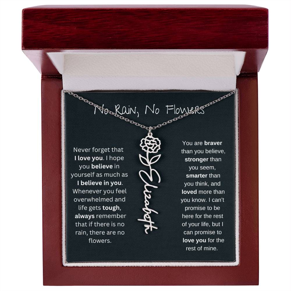 Never Forget That I Love You - Flower Name Necklace
