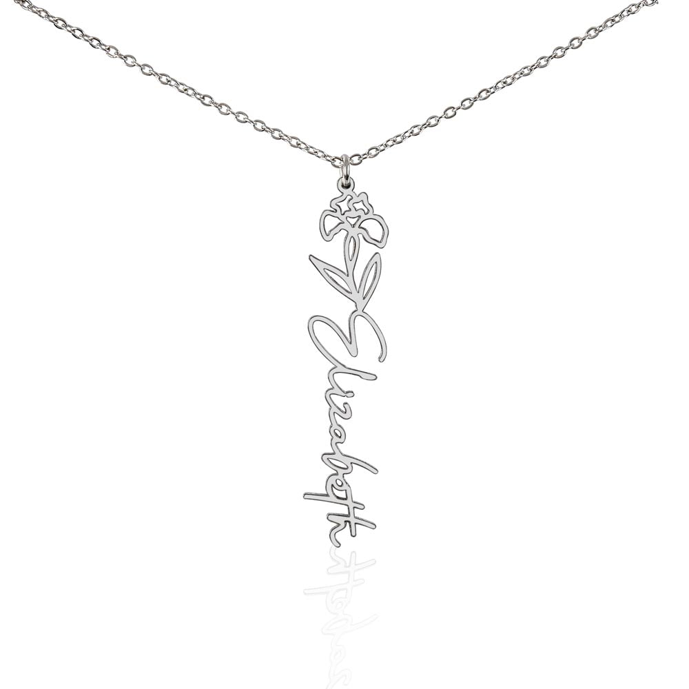 Never Forget That I Love You | Birth Flower Name Necklace