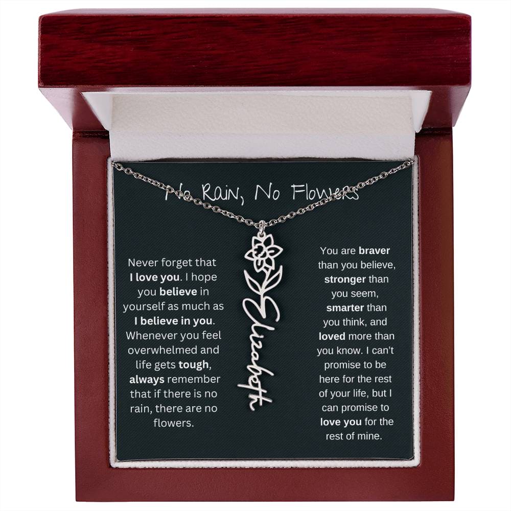 Never Forget That I Love You - Flower Name Necklace