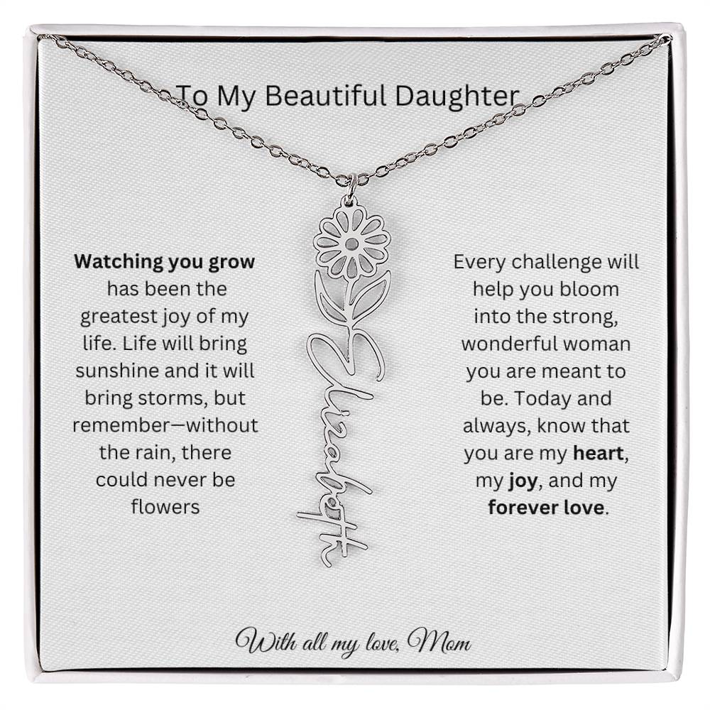 To My Beautiful Daughter | With All My Love | Flower Name Necklace