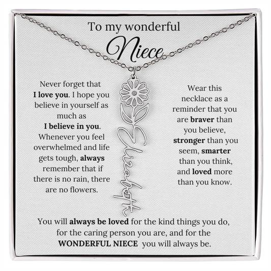 To My Wonderful Niece - Birth Flower Name Necklace
