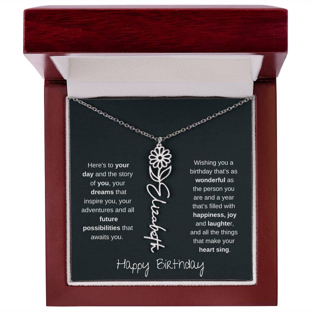 Wishing You A Birthday That's As Wonderful As You Are | Flower Name Necklace