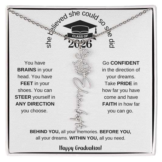 She Believed She Could So She Did | Have Faith | Birth Flower Name Necklace