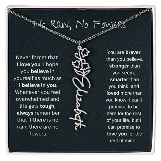 [LIMITED TIME ONLY] No Rain - No Flowers - Never Forget That I Love You | Birth Flower Name Necklace