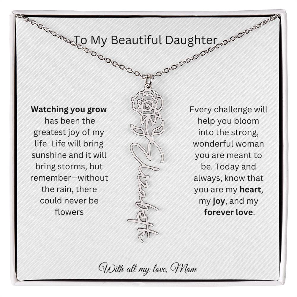 To My Beautiful Daughter | With All My Love | Flower Name Necklace