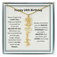 Personalized 14th Birthday Flower Name Necklace Gift